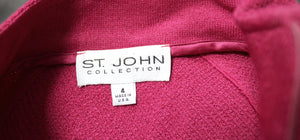 St John Collection - Fuchsia 3/4th Sleeve, Raglan Zip Front Knit Jacket - Size 4