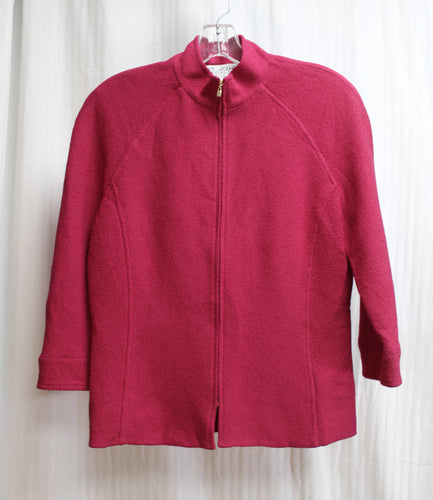 St John Collection - Fuchsia 3/4th Sleeve, Raglan Zip Front Knit Jacket - Size 4
