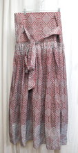 Load image into Gallery viewer, Handmade - Brown &amp; Aqua Blue VERY High &amp; Wide Waisted Tribal Full Maxi Skirt - 35&quot; Waist