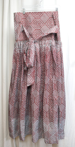 Handmade - Brown & Aqua Blue VERY High & Wide Waisted Tribal Full Maxi Skirt - 35