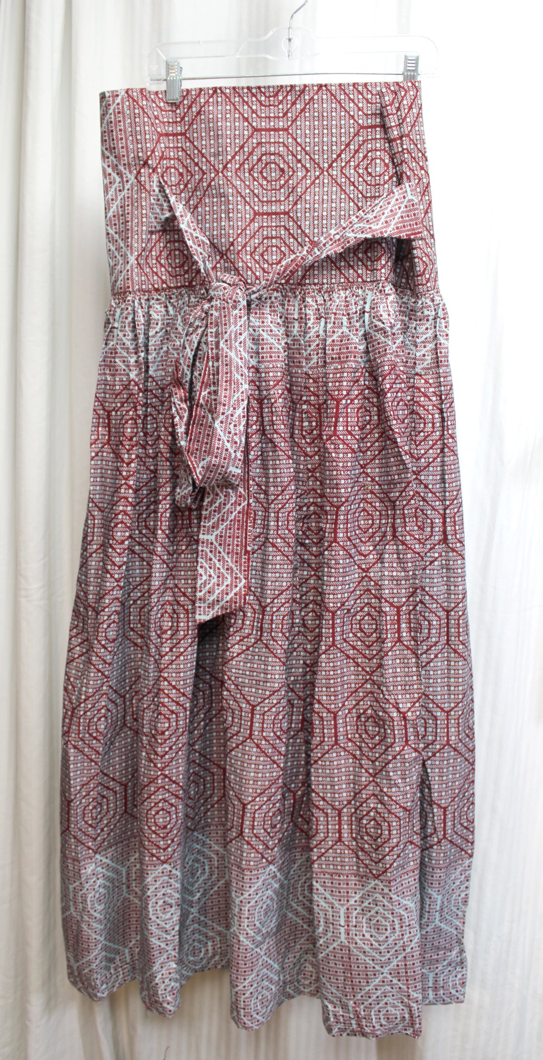 Handmade - Brown & Aqua Blue VERY High & Wide Waisted Tribal Full Maxi Skirt - 35