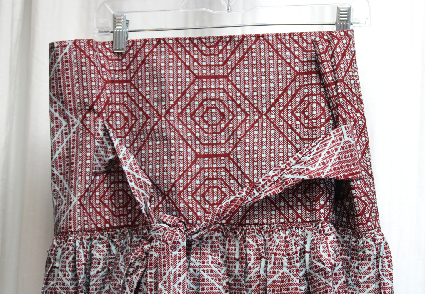 Handmade - Brown & Aqua Blue VERY High & Wide Waisted Tribal Full Maxi Skirt - 35" Waist