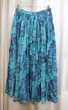 Load image into Gallery viewer, Vintage- Phool - Blue Print Flowy Boho Skirt - Size S