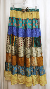 Vintage - Style Unlimited - Tiered Earth Toned Mixed Prints Full Skirt - One Size (28" Unstretched Waist)