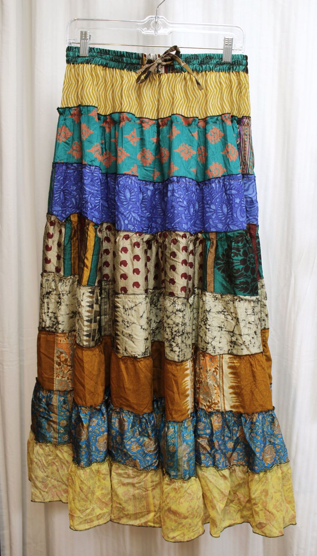 Vintage - Style Unlimited - Tiered Earth Toned Mixed Prints Full Skirt - One Size (28