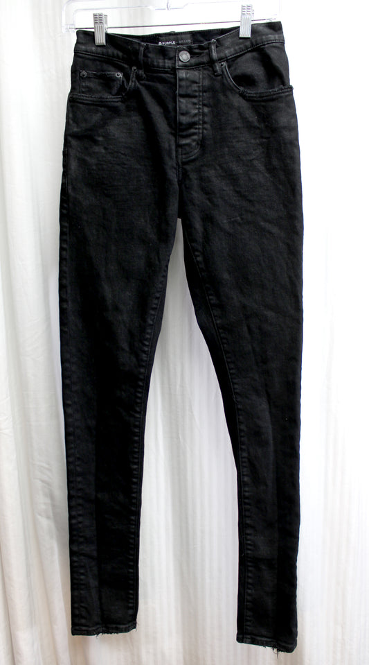 Purple Brand - Black Coated, Button Fly Skinny Jeans - Size 6