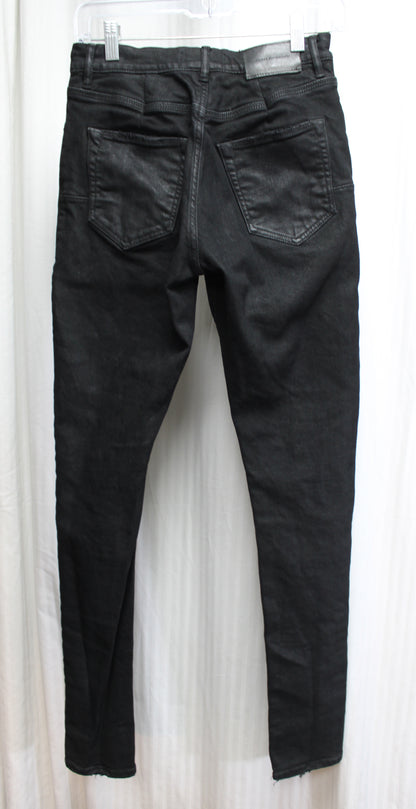 Purple Brand - Black Coated, Button Fly Skinny Jeans - Size 6