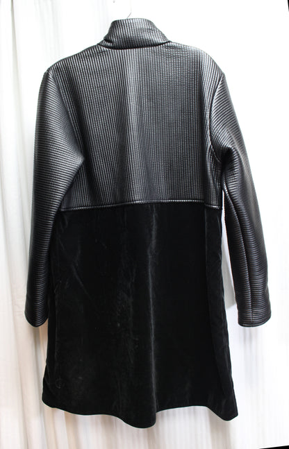 Mycra Pac - Reversible, Black Velvet & Ribbed / Olive Green & Blue Color Shift Shot Hideaway Hood Coat - Size 1 = Small/Medium