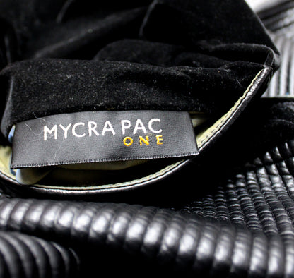 Mycra Pac - Reversible, Black Velvet & Ribbed / Olive Green & Blue Color Shift Shot Hideaway Hood Coat - Size 1 = Small/Medium