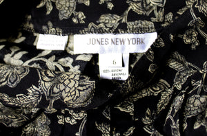 Jones New York - Black w/ Tan Floral A Line Maxi Skirt - Size 6