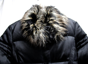 Via Spiga - Black Down Puffer Coat w/ Faux Fur Trim Collar - Size M