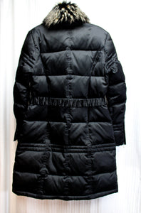 Via Spiga - Black Down Puffer Coat w/ Faux Fur Trim Collar - Size M