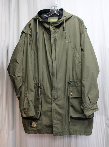 Men's Vintage - Boat Works, Boating & Yachting - Khaki Green Nautical Utility Coat -  Size L