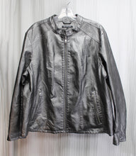 Load image into Gallery viewer, Baccini - Metallic Pewter Faux Leather Jacket - Size 2X