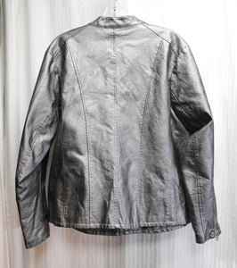 Baccini - Metallic Pewter Faux Leather Jacket - Size 2X