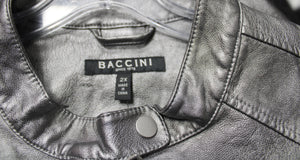 Baccini - Metallic Pewter Faux Leather Jacket - Size 2X