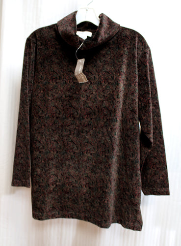 Vintage - Jones New York - Paisley Velvet Tunic Turtle Neck - Size S PETITE (w/ TAGS)