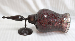 2 PC Pair of Mosaic Glass Hurricane Candle Wall Sconces - 14.25" H