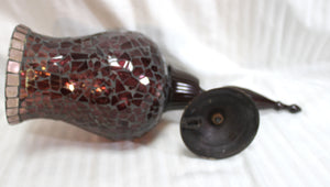 2 PC Pair of Mosaic Glass Hurricane Candle Wall Sconces - 14.25" H