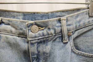 Vintage - Paris Blues - Light Wash Cropped Denim Jeans w/ Feather Trim - Size 5 (See Measurements)