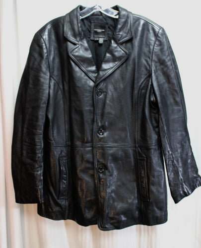 Men's Colebrook & Co. - Black Leather 3 Button Jacket - Size XL