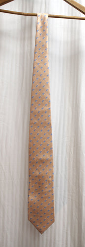 JZ Richards - Silk Apricot w/ Tiny Blue Elephants Necktie