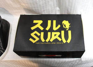 Suru- Two Cultures, One race - Unisex Unilace Black High Leather Top Zip Back Sneakers (w/ Box) - Men's Size 7, Women's Size 9