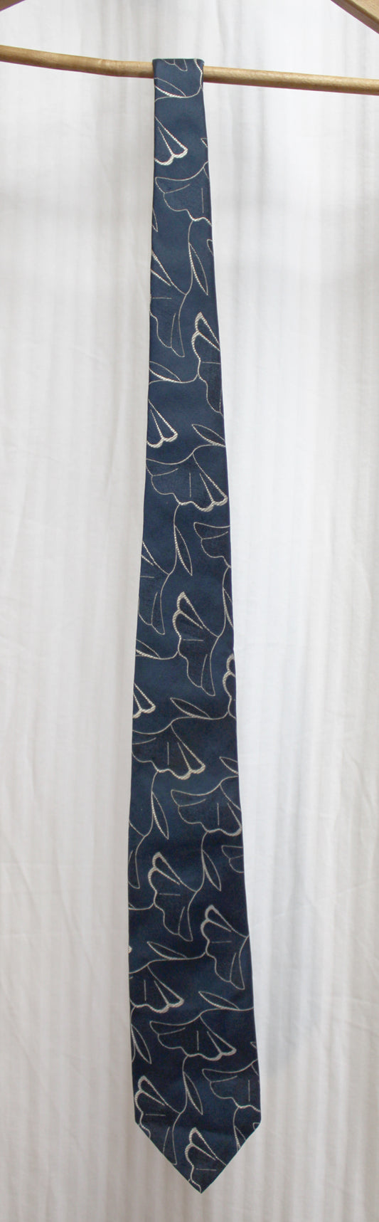 Polo, Ralph Lauren - Navy Blue & Tan Abstract Floral Necktie