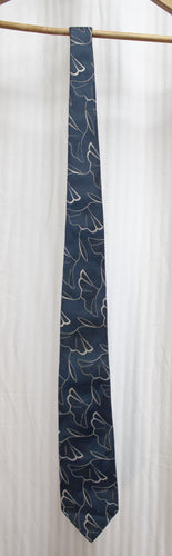 Polo, Ralph Lauren - Navy Blue & Tan Abstract Floral Necktie