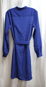 Calvin Klein - Blue Long Swiss Tab Sleeve Tie Belt Sheath Midi Dress - Size M (w/ Tag)