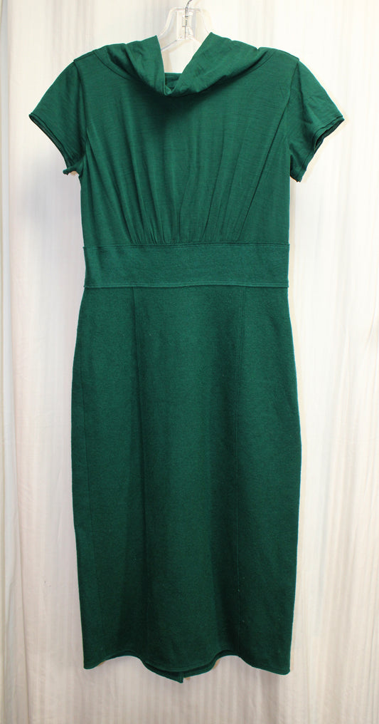 Susana Monaco - Green Wool Blend Bodice w/ Wool Skirt & Unique V-Back Tie Sash  Dress - Size 6