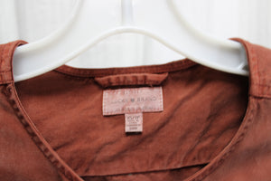 Lucky Brand - Chambray Collarless Rust Brown Snap Front Jacket - Size XS