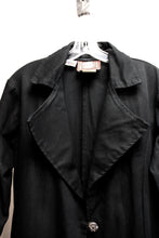 Load image into Gallery viewer, Vintage - Redballs on Fire - Goth/Alternative/Steam Punk - Black Twill Denim Trench Coat w/ Silver Buttons - Unisex Size M (See Measurements)