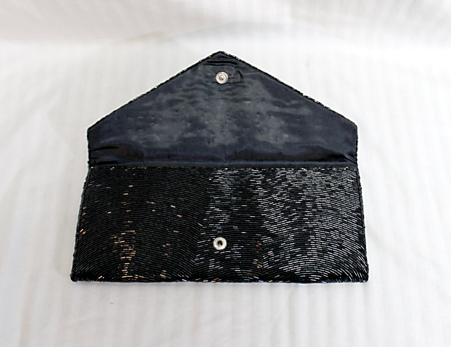 Vintage - Black Beaded Envelope Clutch Purse