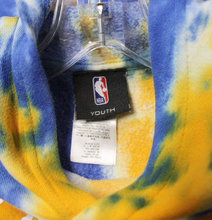 NBA - Golden Gate Warriors - Yellow, Blue & White Tie Dye 2-Sided & Sleeves Graphic Pullover Hoodie - Size M (YOUTH SIZING)