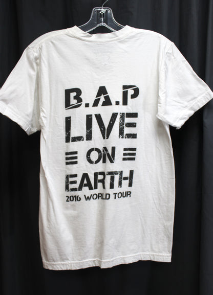 B.A.P. (Kpop) - Live On Earth 2016 World Tour, 2-Sided White T-Shirt - Size S
