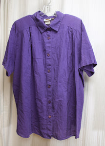 Vintage - C.S.T. Sport - Purple Short Sleeve Cotton Button Up Shirt - Size 2X