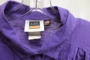 Vintage - C.S.T. Sport - Purple Short Sleeve Cotton Button Up Shirt - Size 2X