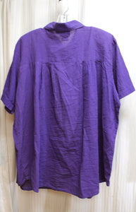 Vintage - C.S.T. Sport - Purple Short Sleeve Cotton Button Up Shirt - Size 2X