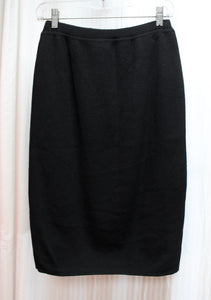 Vintage 80's - Benetton - Black Wool Knit Pencil Skirt - Size 44 (Italy) 24" Waist