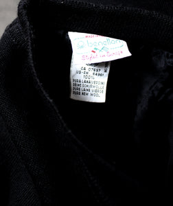 Vintage 80's - Benetton - Black Wool Knit Pencil Skirt - Size 44 (Italy) 24" Waist