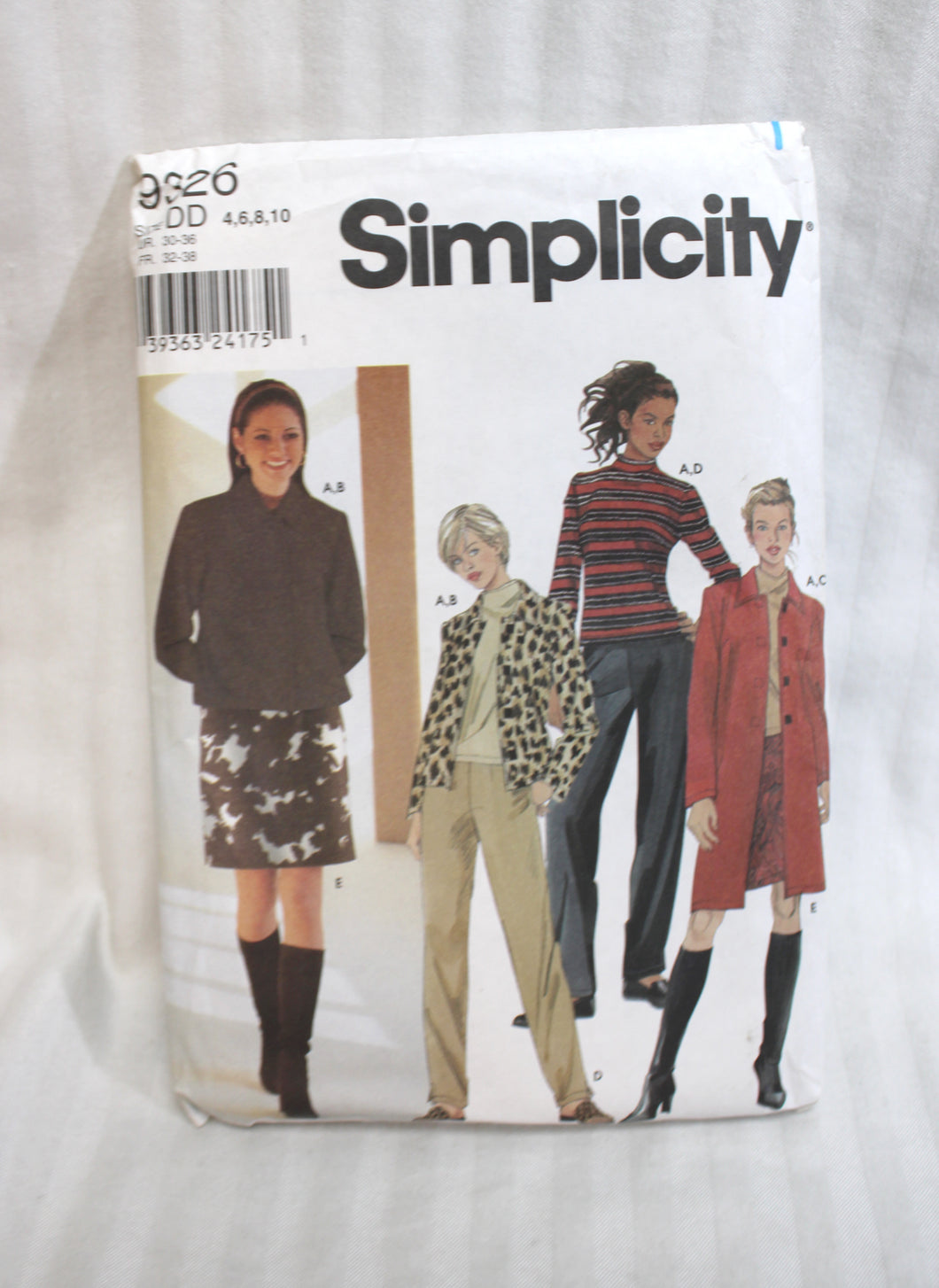 Vintage Y2K - Simplicity 9326, Size DD (4,6,8,10) Jacket or Coat, Pants, Skirt and Knit Top