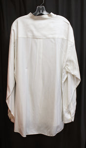 Men's Pavo by Lastrada - White w/ Black Piping, Collarless Hidden Button Placket Shirt - Size 2XL