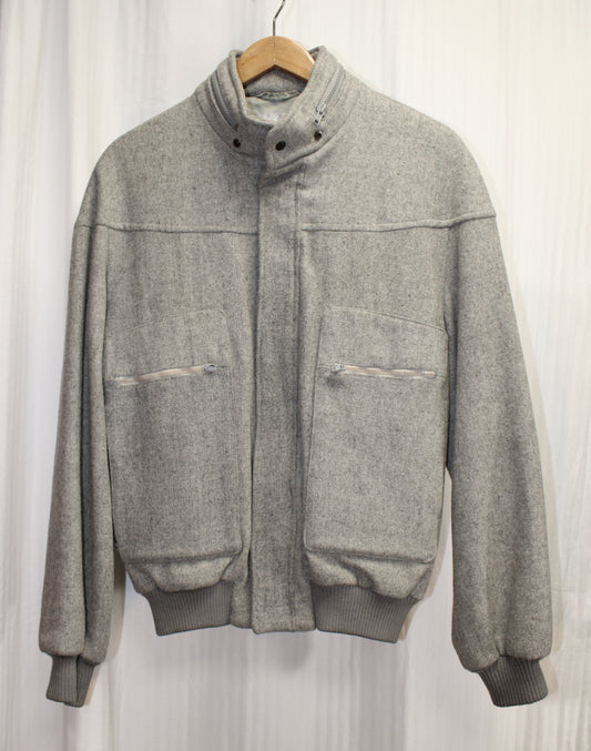 Men's Vintage - Emporium Capwell - Heathered Gray Wool Hide Away Hood Jacket - Size M