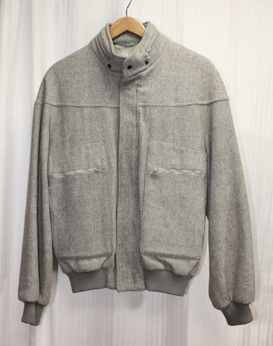 Men's Vintage - Emporium Capwell - Heathered Gray Wool Hide Away Hood Jacket - Size M