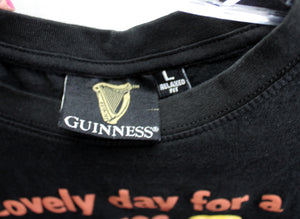 Guinness - Lovely Day for a Guinness Tucan Mascot Black T Shirt - Women's Semi Cropped Relaxed Cut - Size L