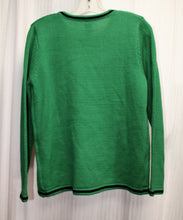 Load image into Gallery viewer, Holiday Time - Holiday/Ugly Christmas, Merry Christmas Cat &amp; Holiday Lights, Green Pullover Christmas Sweater - Size S