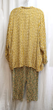 Load image into Gallery viewer, Vintage - Carole Little- 3PC Mustard &amp; Taupe Abstract Stripe w/ Red and Green Floral - Boho Flowy Pants, Top &amp; Long Sleeve Shirt Jacket - Size 16 (See Measurements)
