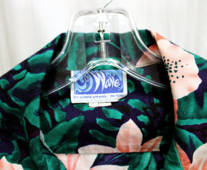 Men's Vintage - 9th Wave by Scorpio Apparel - Green & Navy w/ Floral Hawaiian Shirt - Size L