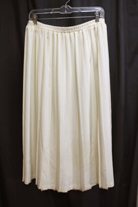 Vintage - Cream Silky Pleated Midi Skirt - Size XL